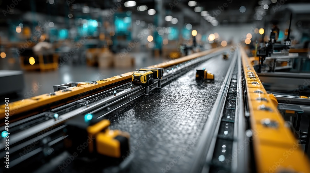 Poster smart factory innovation showcasing iot devices seamlessly integrated into production lines optimizi