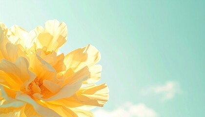 Blooming yellow flower in bright sky nature photography outdoor serenity close-up view floral beauty