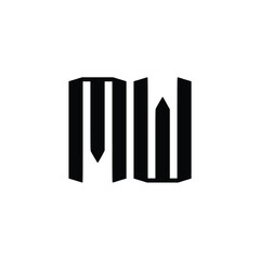 MW monogram logo design letter text name symbol monochrome logotype alphabet character simple logo