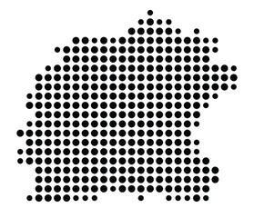 Symbol Map of the city Odenthal (Nordrhein-Westfalen, Germany) showing the city with a pattern of just a few black dots