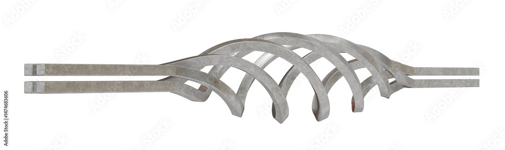 Poster geometric metal twist: a 3d rendering of a metal tube with a precise, geometric twist, ideal for add