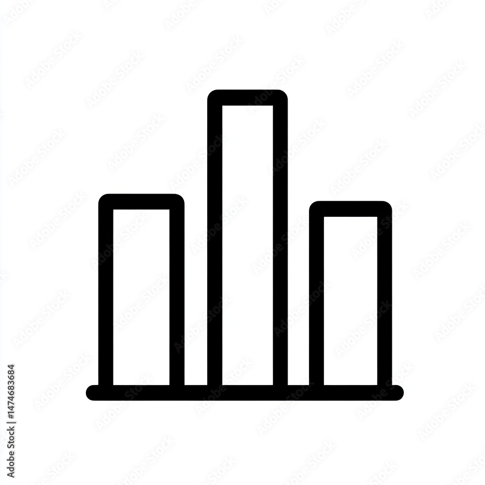 Poster bar graph illustration. displays three data points