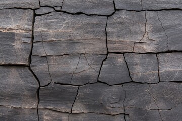 Obraz premium Textured basalt stone background with a cracked horizontal perspective, suitable for various design projects.