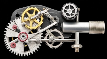Obraz premium Intricate Mechanical Gears and Cogs with Precision Engineering and Perfect Alignment