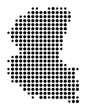 Symbol Map of the city Sassenberg (Nordrhein-Westfalen, Germany) showing the city with a pattern of just a few black dots