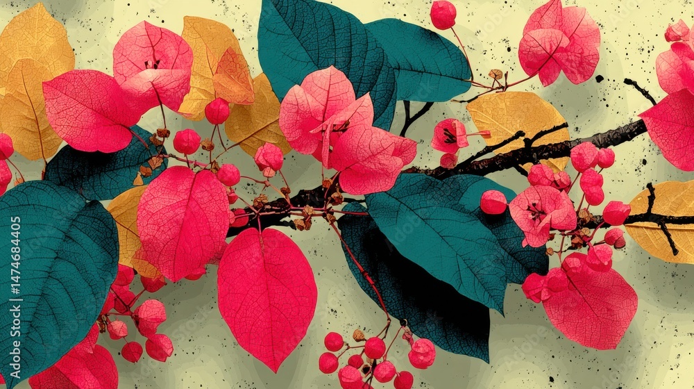 Poster spring floral pattern background with place for text generative ai,photo stocks