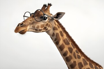 3D Realistic Giraffe Wearing Glasses in Funny Awkward Pose