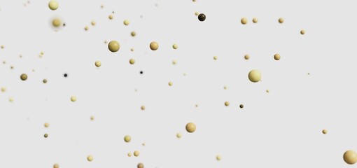 Abstract background image featuring numerous beige and brown spheres floating on a light gray backdrop.