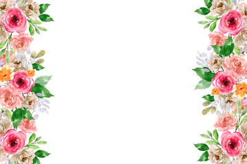 Watercolor flowers background vector for design.