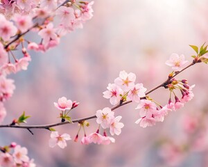 Fototapeta premium Delicate Pink Cherry Blossoms in Springtime