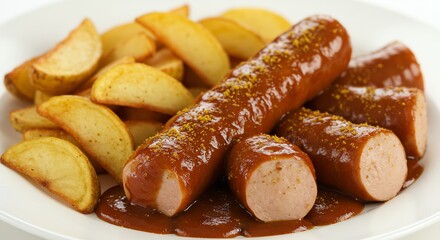 Currywurst with Potatoes German Street Food