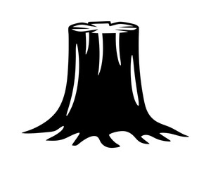 Tree Trunk Silhouette – Black Vector Icon on Transparent Background

