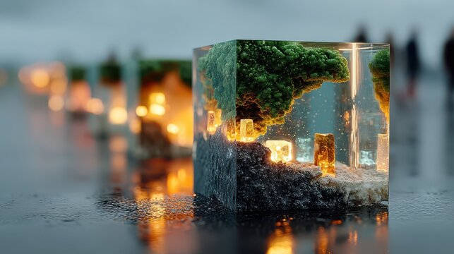 surreal world with abstract cube background generative ai,stock photo