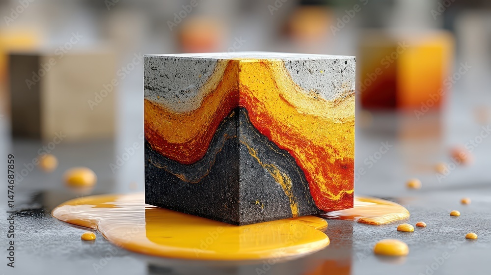 Poster surreal world with abstract cube background generative ai,photo stocks