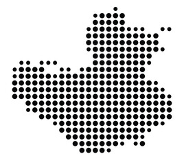 Symbol Map of the city Höchst i.Odw. (Hessen, Germany) showing the city with a pattern of just a few black dots