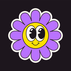 Chamomile flower groovy retro sticker