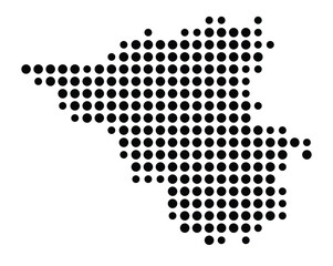 Symbol Map of the city Kaufungen (Hessen, Germany) showing the city with a pattern of just a few black dots