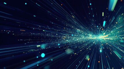 A 5G network illustration with speed icons, fast data flow, and rapid information exchange.