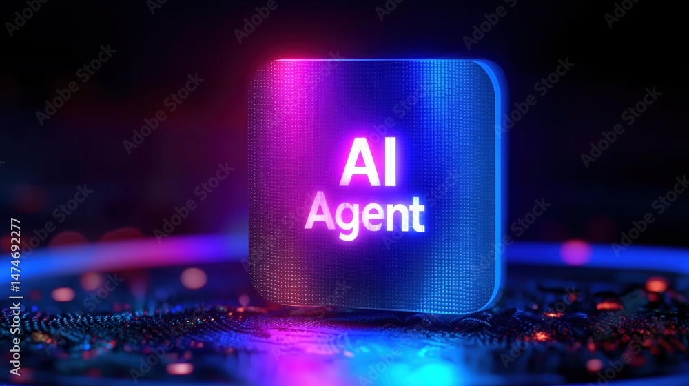 Poster 3D neon-lit text 