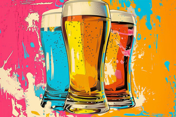 Vibrant And Colorful Beer Pop Art Style Poster