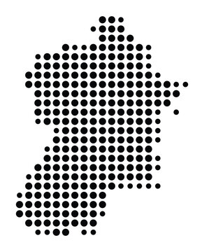 Symbol Map of the city Pohlheim (Hessen, Germany) showing the city with a pattern of just a few black dots