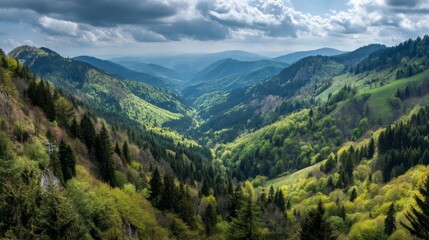 Fototapeta premium Beautiful and miraculous colors of green spring panorama landscap