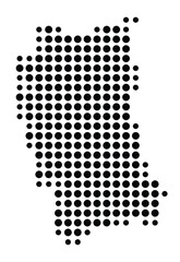 Symbol Map of the city Wald-Michelbach (Hessen, Germany) showing the city with a pattern of just a few black dots