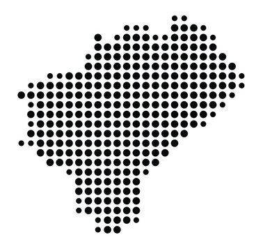 Symbol Map of the city Morbach (Rheinland-Pfalz, Germany) showing the city with a pattern of just a few black dots