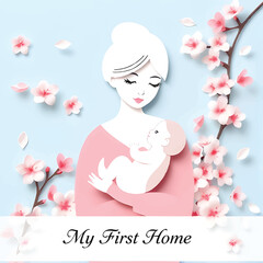 happy mother day card with flowers decoration Adobe Illustrator Artwork