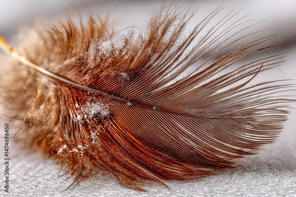 Aufkleber fine details of a delicate feather showcasing intricate textures and colors under soft lighting in a