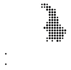 Symbol Map of the city Edingen-Neckarhausen (Baden-Württemberg, Germany) showing the city with a pattern of just a few black dots