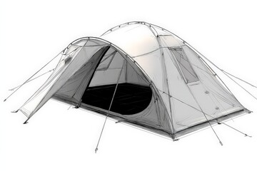 Detailed camping tent design captured in a spacious outdoor setting suitable for various terrains and weather conditions