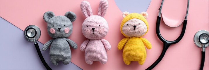 Pediatric Toys Alongside a Stethoscope in Soft Colors Create a Welcoming Environment for Childrens Healthcare