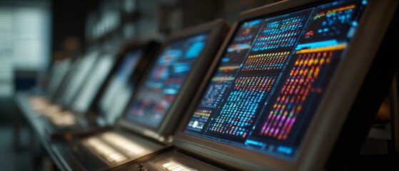 Dynamic data streams illuminate across sleek monitors, hinting at digital evolution.
