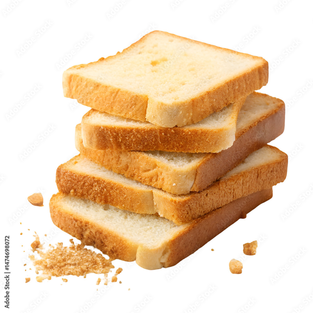 Fototapete Stack of soft slices bread isolated on white background