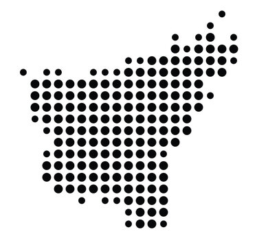 Symbol Map of the city Heubach (Baden-W&uuml;rttemberg, Germany) showing the city with a pattern of just a few black dots