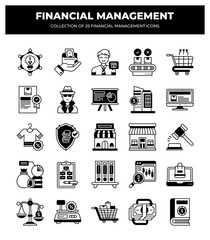 Financial Management Icons: A Collection of 25 Essential Business and Finance Icons