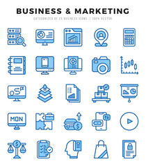 Business & Marketing icons set. Collection of simple Two Color web icons.