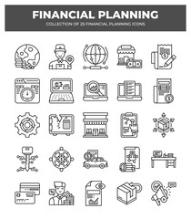 Collection of 25 Financial Planning Icons: A Visual Guide to Financial Management