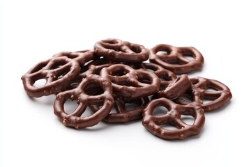 A delicious pile of chocolate-covered pretzels.
