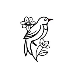 Obraz premium A drawing of a bird with flowers