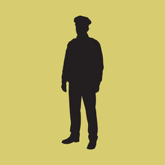 Vector silhouette illustration of a police officer standing upright