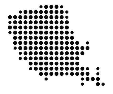 Symbol Map of the city Neuhausen auf den Fildern (Baden-W&uuml;rttemberg, Germany) showing the city with a pattern of just a few black dots
