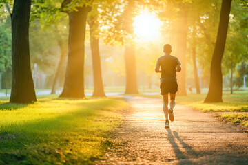 Man jogging in park