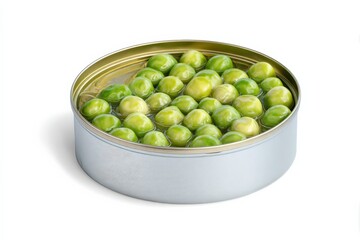 A can of green peas, ready to be enjoyed.