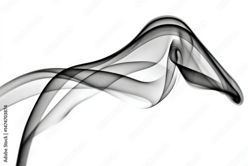 Poster elegant black and white smoke swirling gracefully in abstract formation, creating fluid lines and sh
