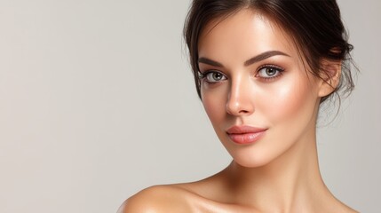 Fototapeta premium Beauty woman portrait. Beautiful spa model girl with perfect fresh clean skin. Youth and skin care cosmetic