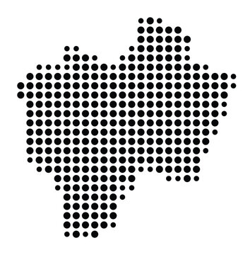 Symbol Map of the city Wagh&auml;usel (Baden-W&uuml;rttemberg, Germany) showing the city with a pattern of just a few black dots
