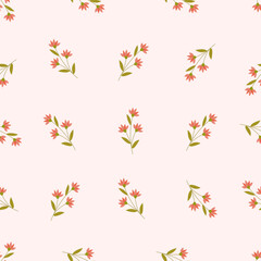 Seamless floral pattern. Idea for fabric, tablecloth pattern, wrapping paper, gift paper. Print ditsy. Motives are scattered randomly. Flower pattern background. cute pattern.