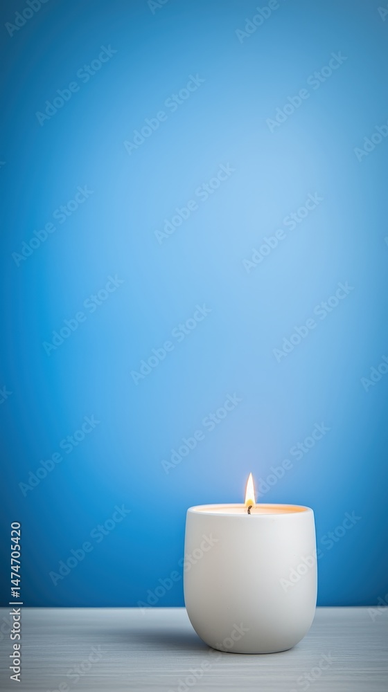 Poster a beautiful candle placed on a table casting soft light and creating a cozy atmosphere in the room